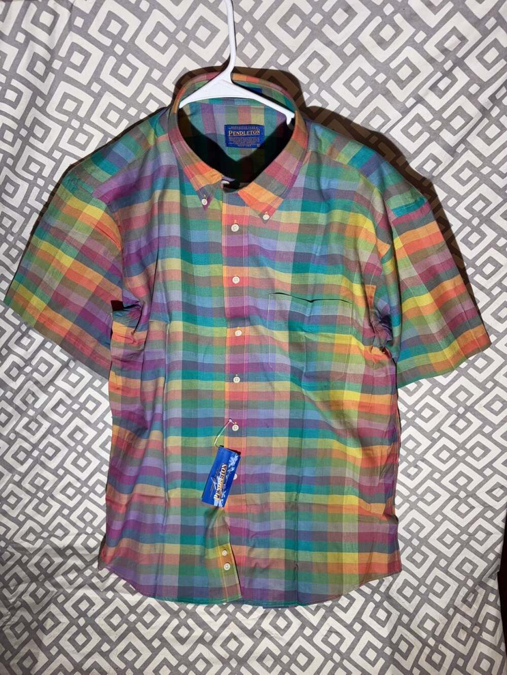 Pendleton Men's Short Sleeve Plaid Button Down Shirt Size Large